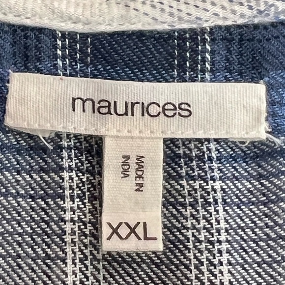 Maurice’s Blue Comfy Check Dolman Sleeve Plaid Button Front Top Women’s XXL - Picture 12 of 13
